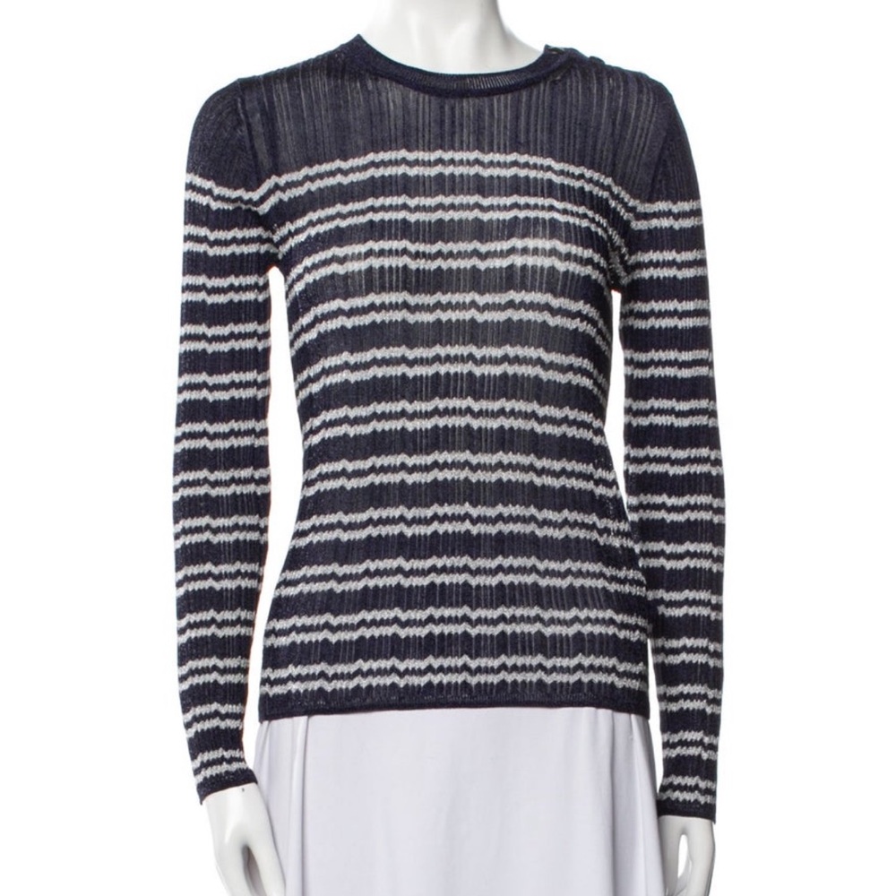 ba&sh Navy and White Striped Blouse